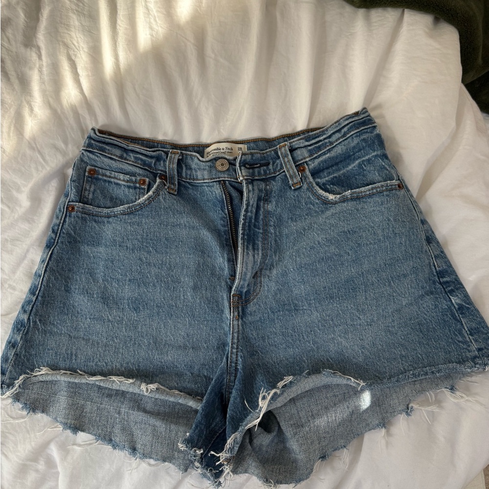 Abercrombie & Fitch Curve Love Classic Blue Denim Women's Jean Shorts